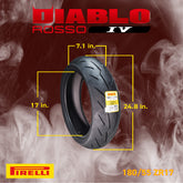 Pirelli Diablo Rosso 4 IV Street Sport 180/55ZR17 Rear Motorcycle Tire 180/55-17 w/Keychain